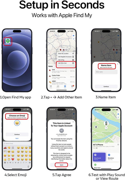 Air Tag Wallet Tracker Card, Rechargeable with Wireless Charging, Works with Apple Find My (iOS Only), Apple MFi Certified, IP67 Waterproof Item Finder for Wallet, Passport & Luggage