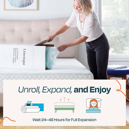 Linenspa Memory Foam Mattress Topper, Queen Size - 2 Inch Gel Infused Memory Foam - Plush Feel - Cooling and Pressure Relieving - CertiPUR Certified