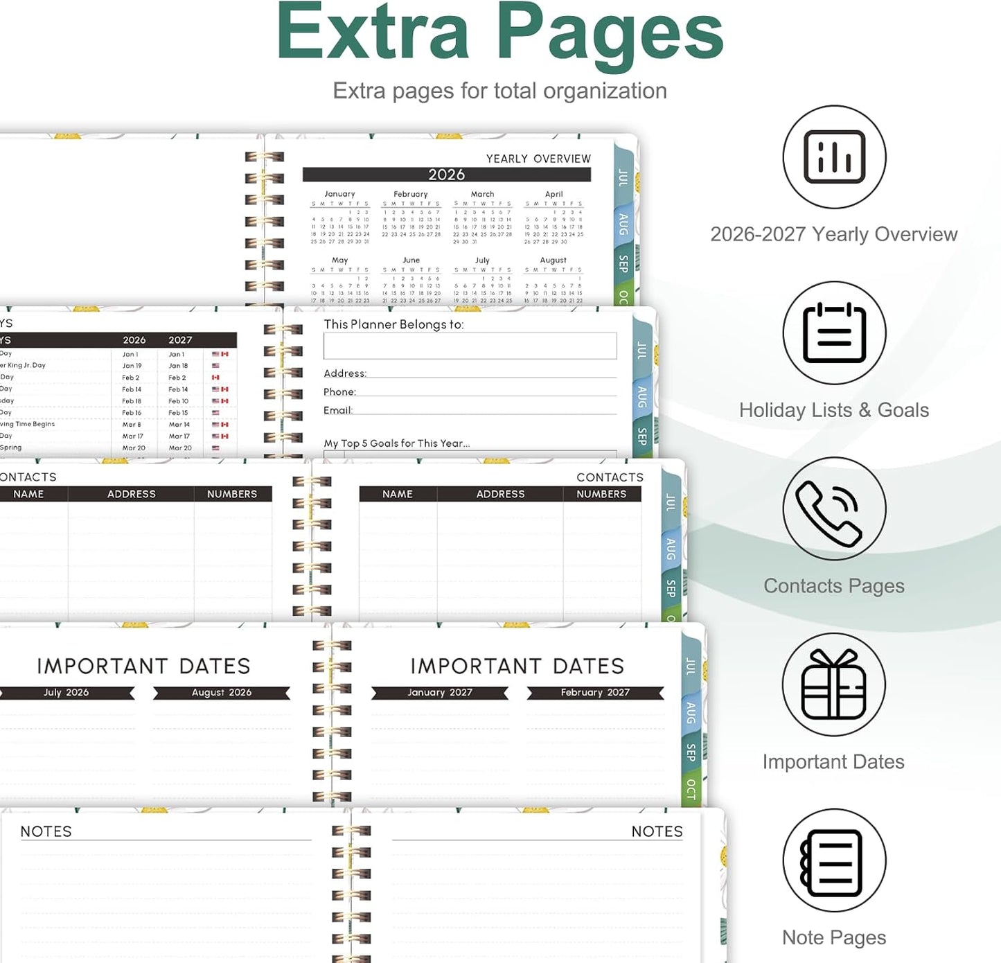 Planner 2026-2027, Weekly and Monthly Calendar Planner, JUL 2026 - JUN 2027 | Academic Year, Daily Agenda Book, A5(6.3'' x 8.5''), Sprial Bound, Inner Pocket, Office School Use