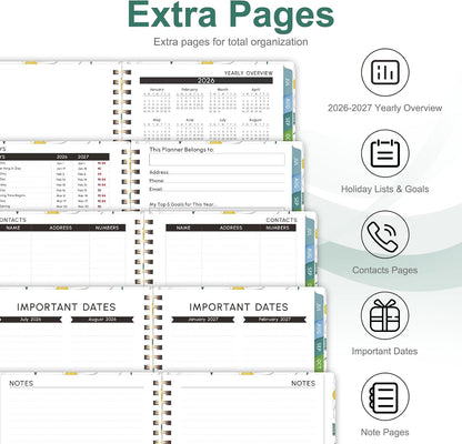 Planner 2026-2027, Weekly and Monthly Calendar Planner, JUL 2026 - JUN 2027 | Academic Year, Daily Agenda Book, A5(6.3'' x 8.5''), Sprial Bound, Inner Pocket, Office School Use