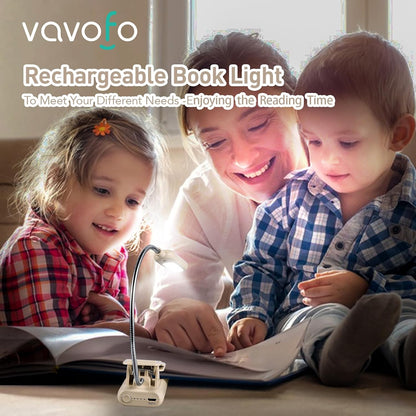 VAVOFO Clip On Book Light for Bed Kids, 7 LED Reading Light with 9-Level Warm Cool White Daylight, Eye Care Lamp with Power Indicator for Bookworms (Blue)
