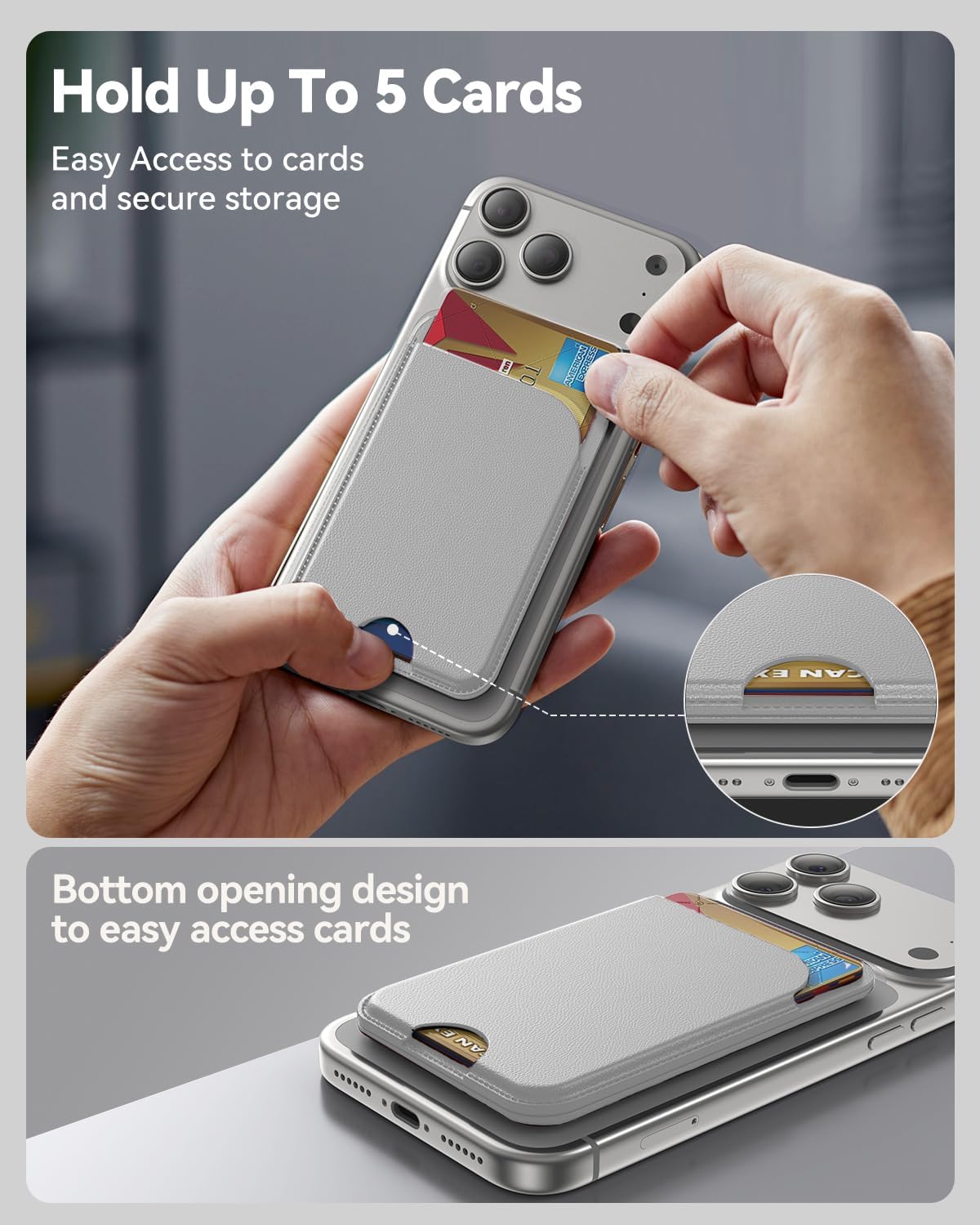 TWZKG for MagSafe Wallet, Works with Apple Find My,5 Card Holder with Stand