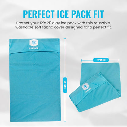 ICEWRAPS 12" x 21" Extra Large Reusable Ice Pack with Soft Fabric Cover, Flexible Cold Therapy Clay Pack for Knee & Back Swelling, Chronic Pain Relief – FSA-HSA Eligible