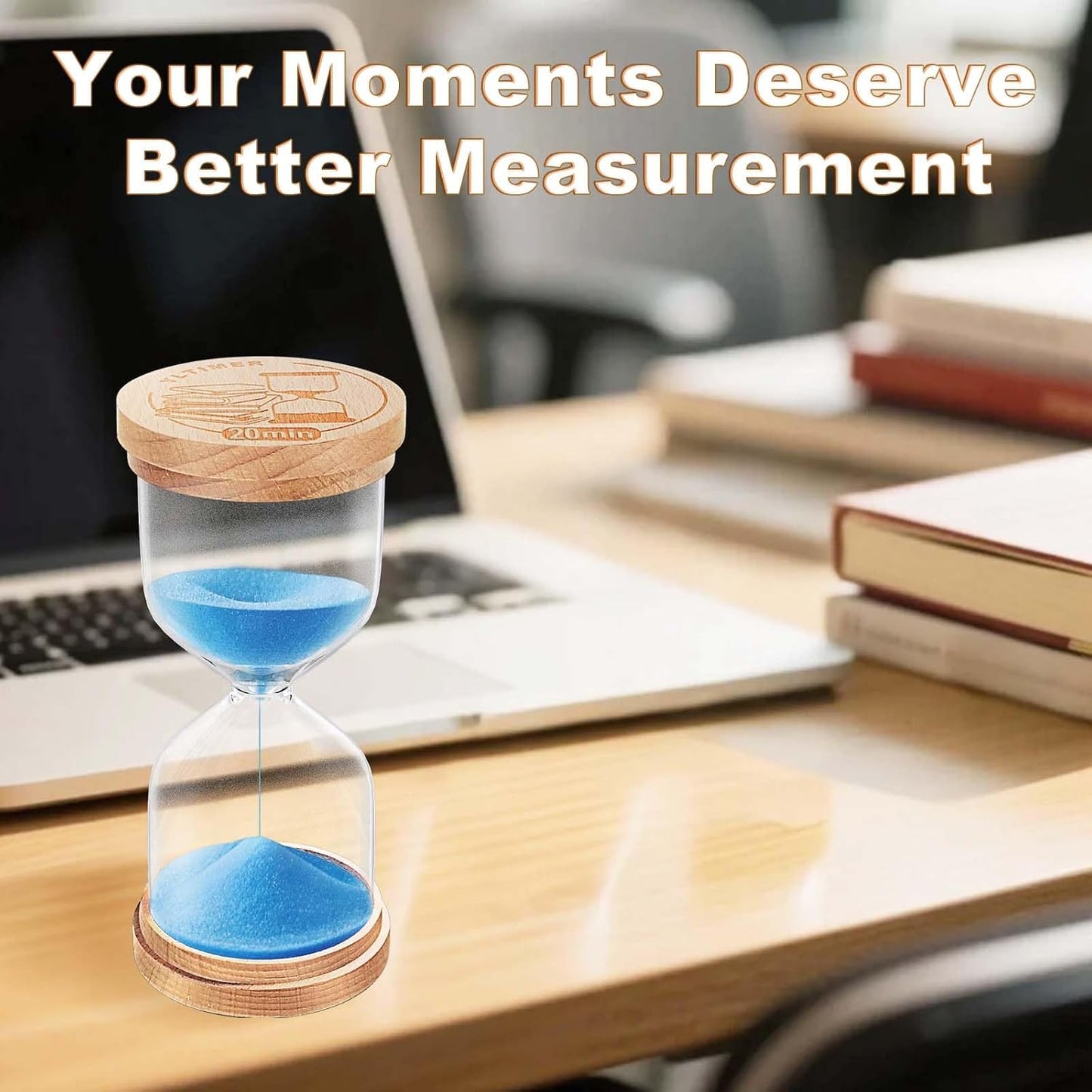 1 Minute Sand Timer, Wooden Sand Hourglass, Small Blue Hourglass, Sandglass Clock 1 Min for Classroom,Game,Decorative (Black)