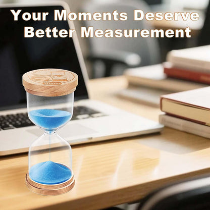 1 Minute Sand Timer, Wooden Sand Hourglass, Small Blue Hourglass, Sandglass Clock 1 Min for Classroom,Game,Decorative (Black)