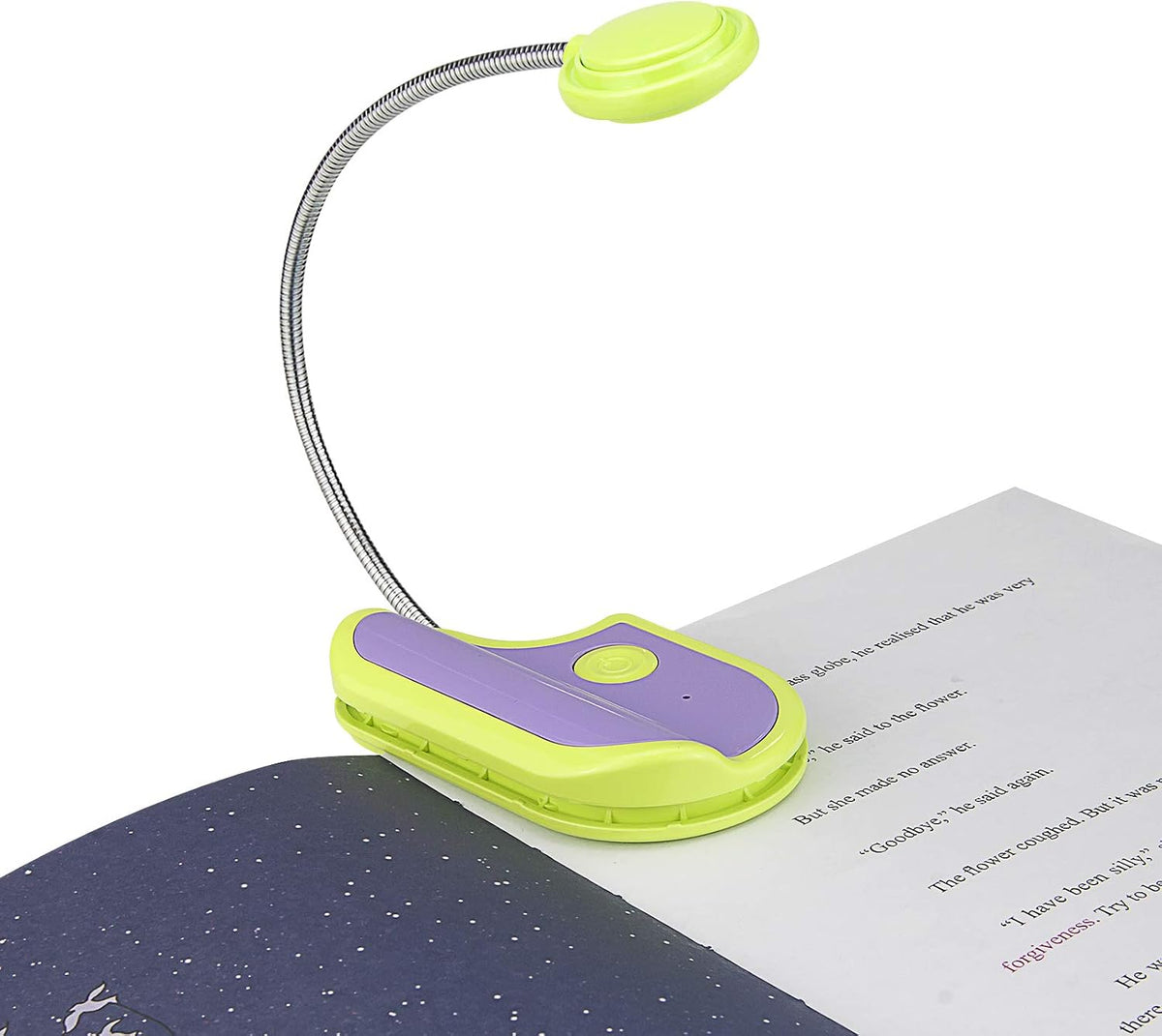 Amber Reading Light Rechargeable, Book Light Kids for Reading in Bed, Clip On Reading Book Light, 2 Lighting Modes, Blue Light Blocking for Eye-Care, Small Bookmark Light for Bookworm-Violet