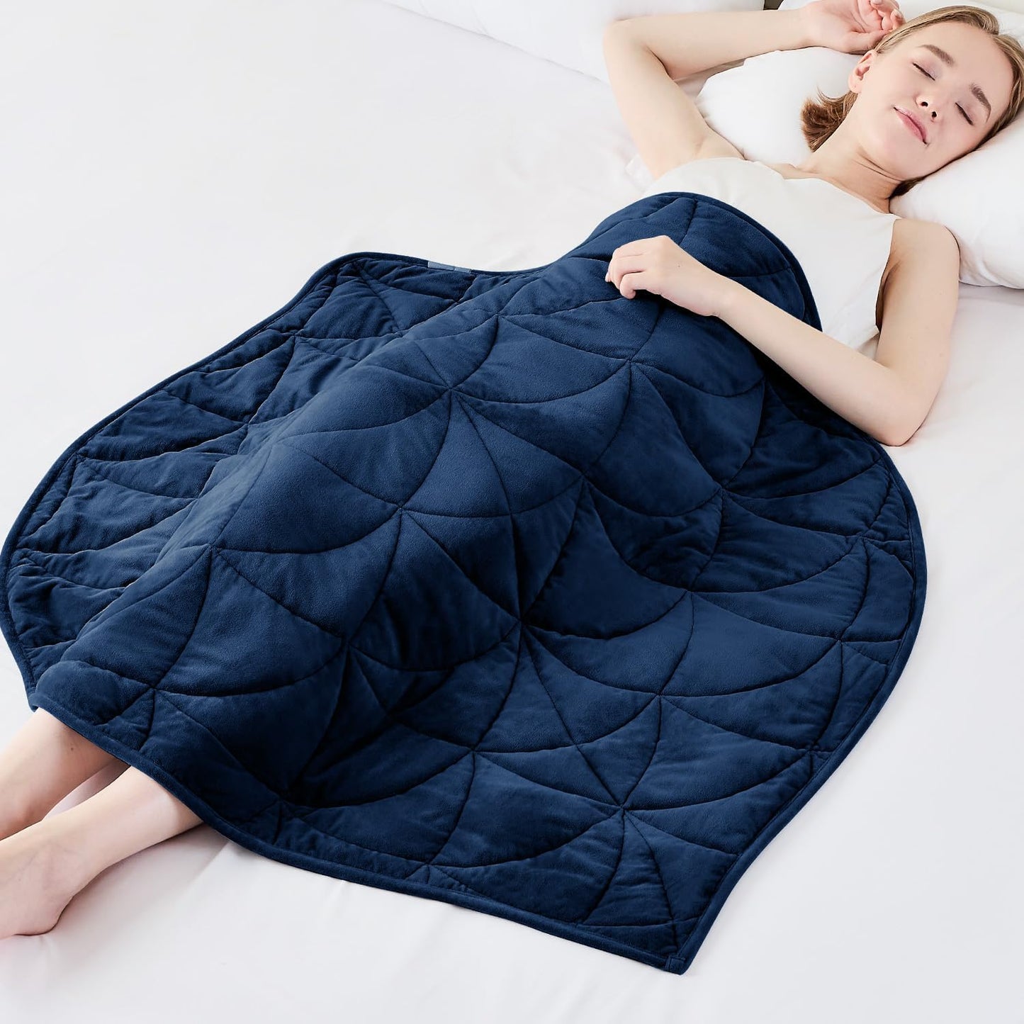 Weighted Lap Blanket 7 lbs for Adults, Luxury Soft Small Weighted Blanket, Compact Portable Weighted Lap Pad for Relaxation, Sleeping, Travel, All-Season Use, Forest Green, 40" x 52"
