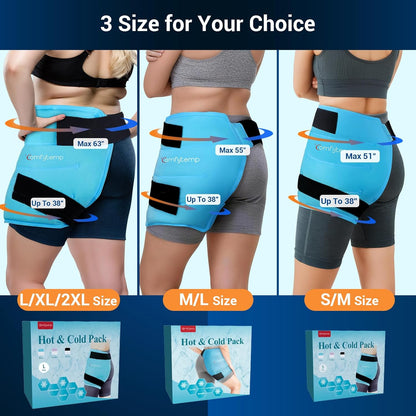 Comfytemp Hip Ice Pack Wrap for Sciatica Pain Relief, Hip Replacement Kit After Surgery, Reusable Gel Ice Pack for Injuries, Hot Cold Compress Recovery Items Physical Therapy for Men Women (L/XL/2XL)