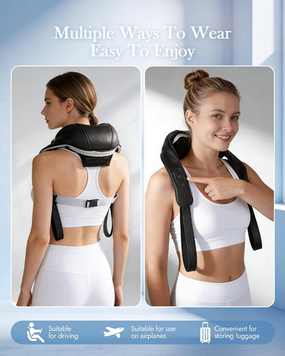 Neck Massager with Heat Cordless: Shiatsu Back Shoulder Massage Tools for Pain Relief Deep Tissue Electric 4D Kneading for Muscle Remedy Lymphatic Drainage Gifts for Men Women Mom Dad (Black)