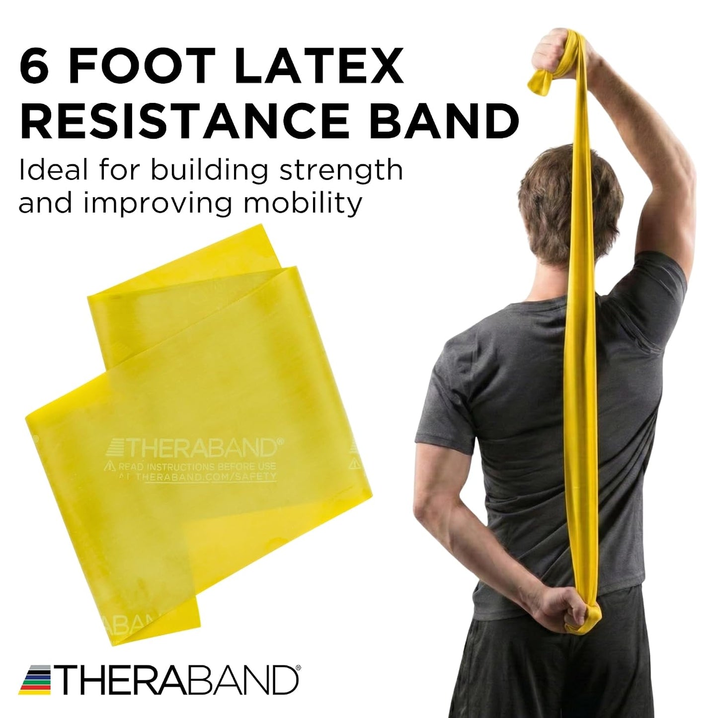 THERABAND Professional Resistance Bands Set, 7 Pack 6 ft Exercise Bands for Working Out, Stretch Bands for Physical Therapy, Pilates & Full Body Workout, Levels 1–7