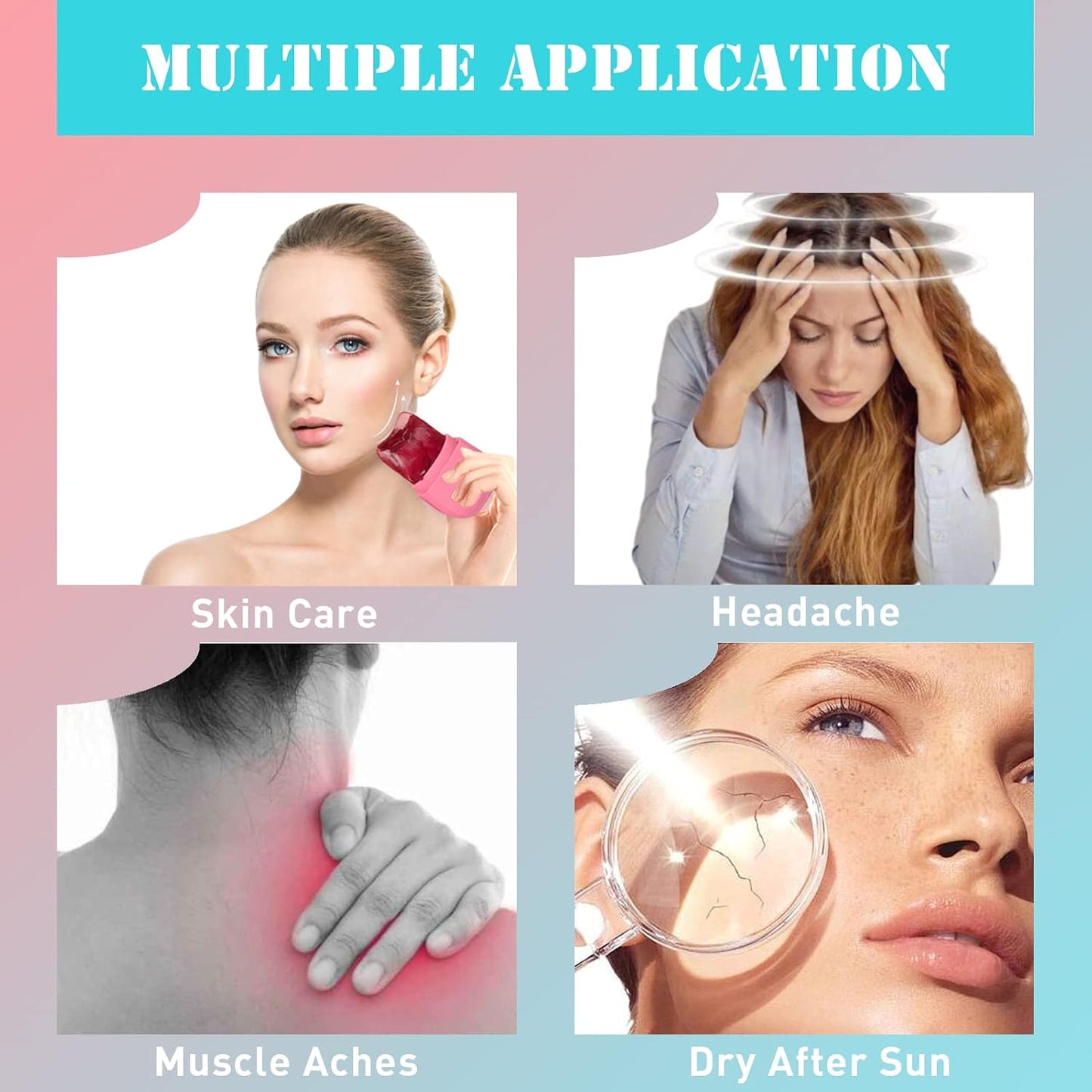 Ice Roller and Gua Sha Set for Face, Eyes and Neck - Skin Care Beauty Tools to Brighten Skin and Enhance Natural Glow (Pink)