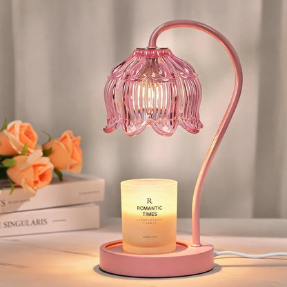 Funistree Flower Candle Warmer Lamp with Timer, Dimmable Candle Lamp Warmer, Christmas Birthday Gifts for Women Mom Her, Housewarming Home Decor, Lotus Wax Warmer for Yankee Candles - Lily Amber