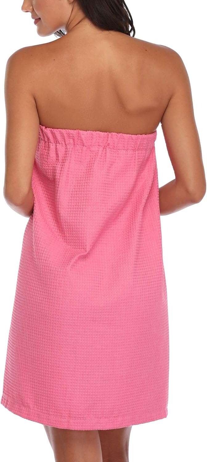 sunshinemall Women's Lightweight Bath Shower Wrap Waffle Spa Robes Bathrobe Quick Dry Cover Up with Adjustable Closure