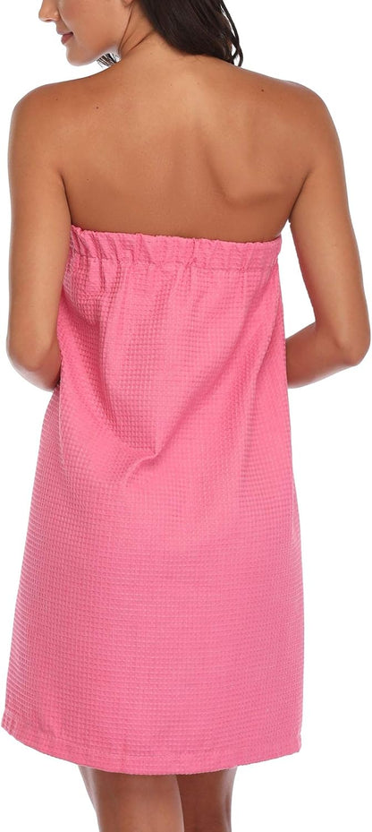 sunshinemall Women's Lightweight Bath Shower Wrap Waffle Spa Robes Bathrobe Quick Dry Cover Up with Adjustable Closure