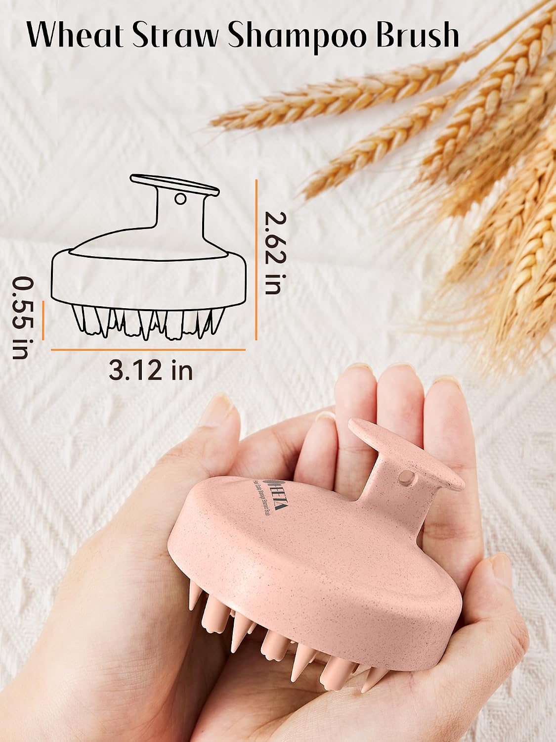 HEETA Hair Scalp Massager for Hair Growth, Shampoo Brush, Scalp Scrubber Exfoliator with Soft Silicone Bristles for Dandruff Removal to Relieve Stress, Wet Dry Use Updated Material, Beige