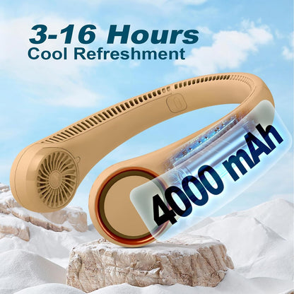 CIVPOWER Neck Fan: Portable Personal Neck Cooling Rechargeable Bladeless Fan - Hands Free 3 Speed 4000 mAh Battery USB Operated Wearable Headphone Design - Gift for Men Women Outdoor (White)