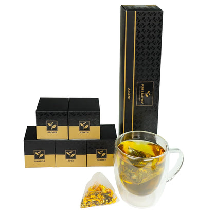 Pure And Easy Tea, Serenity Herbal Tea Flight Sampler, 15-Count Whole-Leaf Caffeine-Free Variety, Designed to Restore Calm & Balance, BPA-Free Plant-Based Tea Bags, Premium Wellness Gift Box (49.5g)