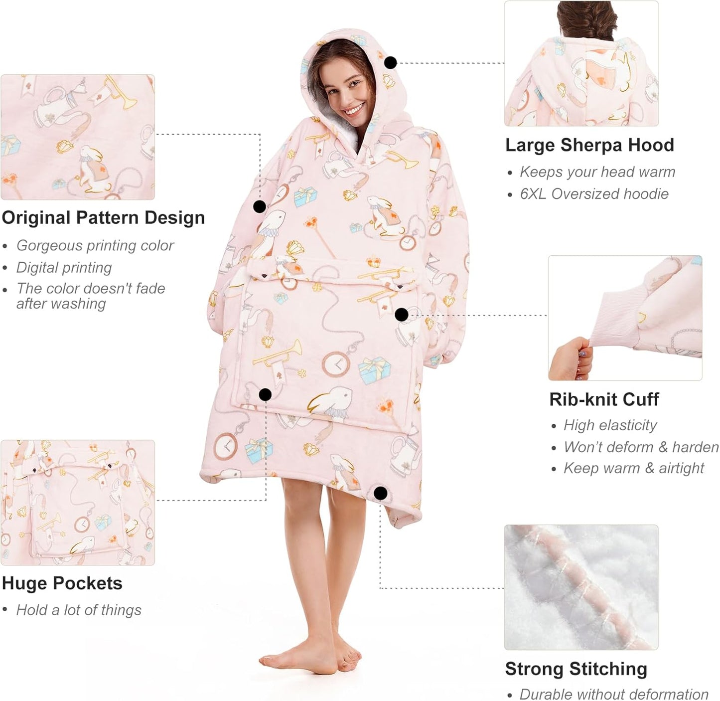 Narecte Cozy Oversized Blanket Hoodie Wearable Blanket Adults Soft Hooded Blanket Hoodie Birthday Gifts for Women Christmas - Colors A