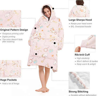 Narecte Cozy Oversized Blanket Hoodie Wearable Blanket Adults Soft Hooded Blanket Hoodie Birthday Gifts for Women Christmas - Colors A