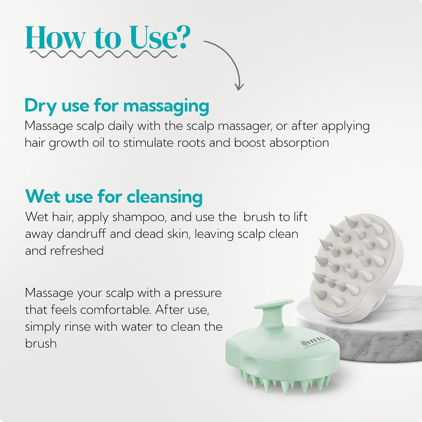 HEETA Hair Scalp Massager Shampoo Brush 2 Pack, Soft Silicone Bristles to Remove Dandruff, Waterproof Hair Scrubber for Both Wet Dry Use, Suitable for Men & Women (Green & Black)