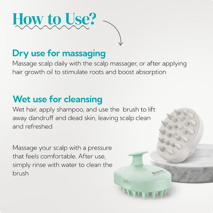 HEETA Hair Scalp Massager Shampoo Brush 2 Pack, Soft Silicone Bristles to Remove Dandruff, Waterproof Hair Scrubber for Both Wet Dry Use, Suitable for Men & Women (Green & Black)