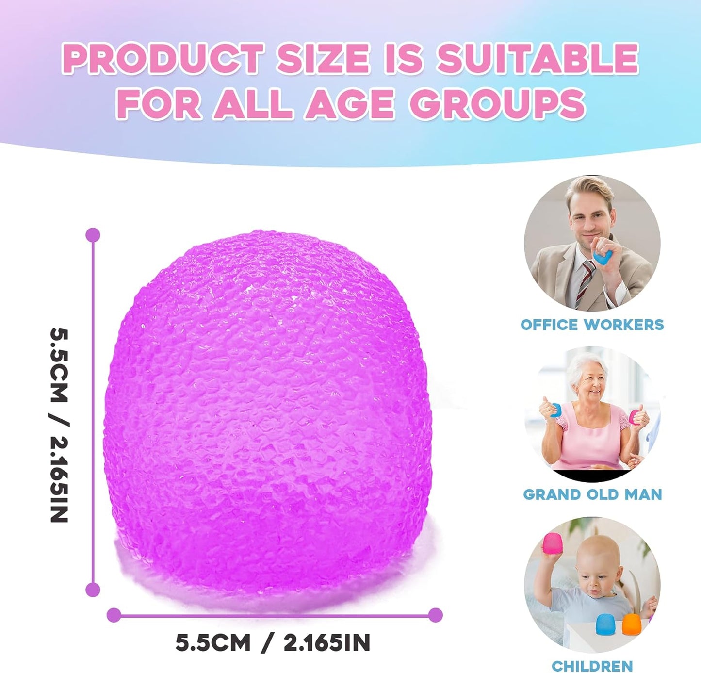 Stress Balls-Gumdrop Squishy Stress for Kids and Adults, Super Solid Squeeze Ball, Sensory for Stress Relief, Birthday, Easter Basket Stuffers and Party Favors (Blue)