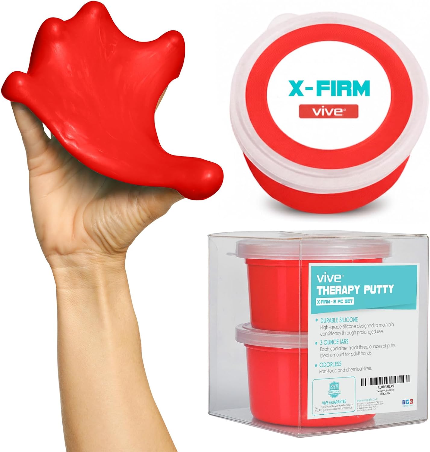 Vive Therapy Putty for Adults, for Hand (2 Pack) - Occupational Sensory Stress Relief Tools - for Physical Exercise, Finger Pain, Grip Strength, Rehab, Arthritis, Forearms, Fidgeting, Motor Skills