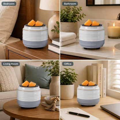mocosa Ceramic Wax Melt Warmer, 3-in-1 Electric Wax Warmer for Scented Wax Melts, Flameless Candle Wax Burner for Home Fragrance, Bedroom Bathroom Office Decor, Gifts for Women Mom(Beige-Granular)