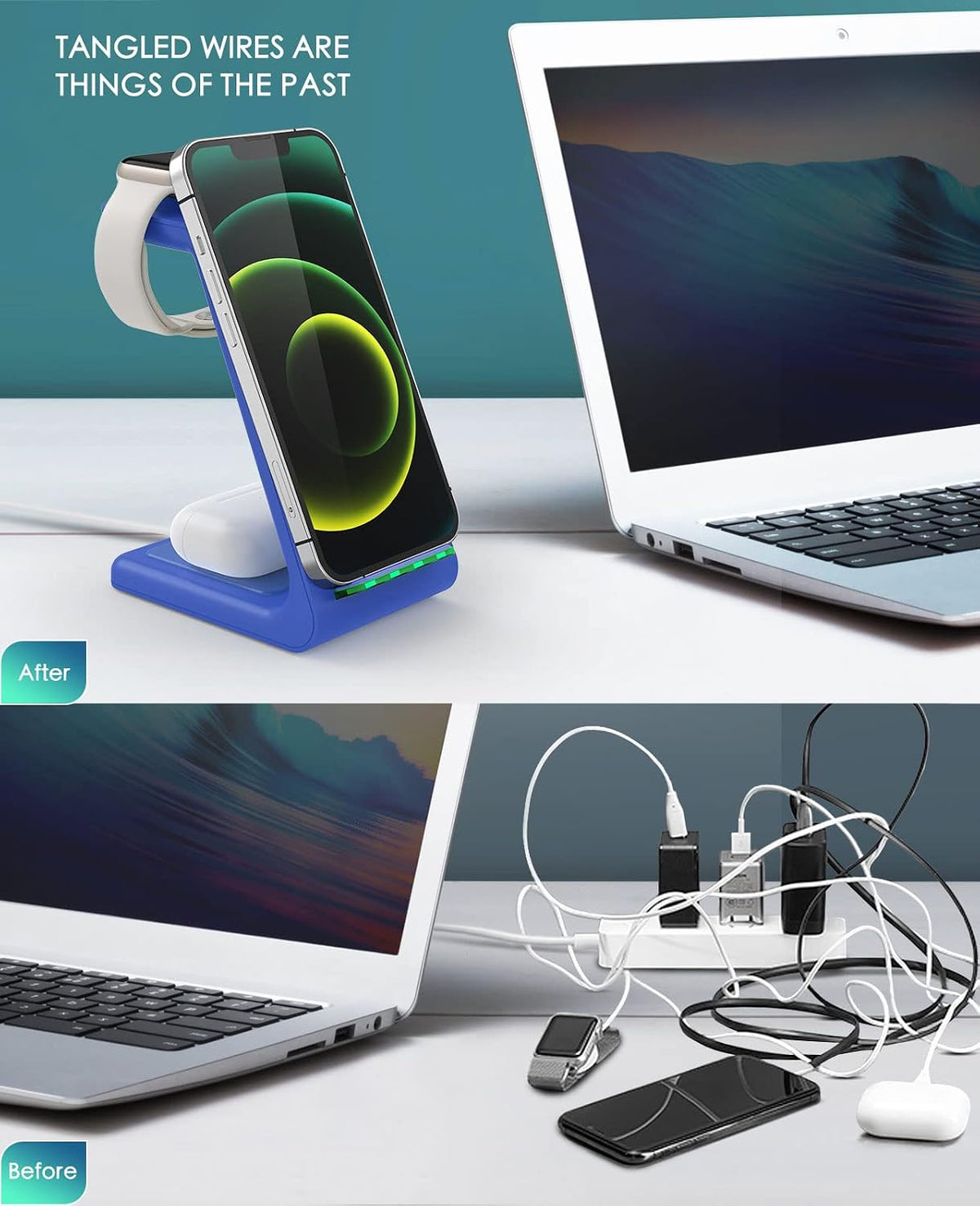 3 in 1 Wireless Charging Station, 2026 Upgraded Fast Desk Charger Station for iPhone 17 16 15 14 13 12 Pro Max Plus, Charger Stand for Apple Watch 11 10 9 8 7 6 5 4 3 2 Ultra SE, Airpods 4 3 2 Pro