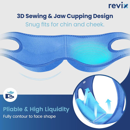 REVIX Wisdom Teeth Ice Pack Head Wrap with 3D Sewing Jaw Ice Pack for Face Oral Surgery Pain Relief for TMJ, Tooth Extraction & Teeth Removed, Extra Snug Fit with 4 Hot Cold Gel Packs Reusable, Black