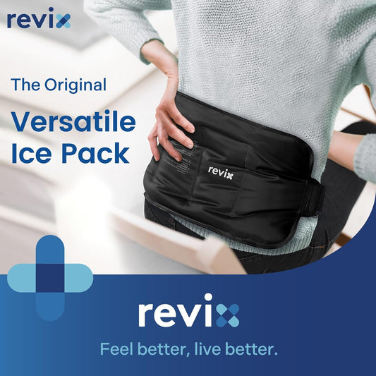 REVIX Ice Pack for Injuries Reusable Gel for Lower Back, Cold Packs for Back Shoulder, Elbow, Hip, Leg, Wrap Around Entire Knee, Soft Cold Compress,16 × 9" Navy