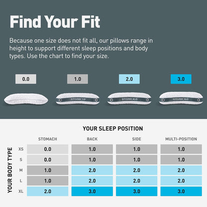 Bedgear Storm Performance Pillow, 1.0 Cooling Pillow for Side Sleepers, Medium Firm Support, Ver-Tex Cooling Cover, Air-X Mesh, Washable