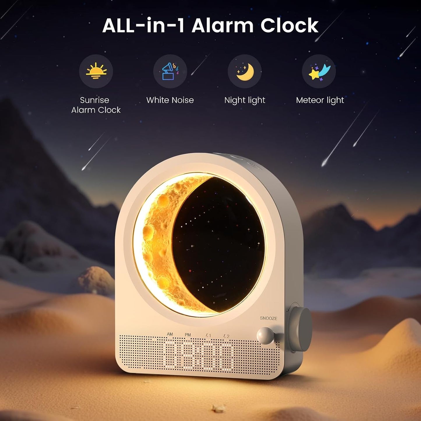 Sunrise Alarm Clock, White Noise Machine, Wood Grain