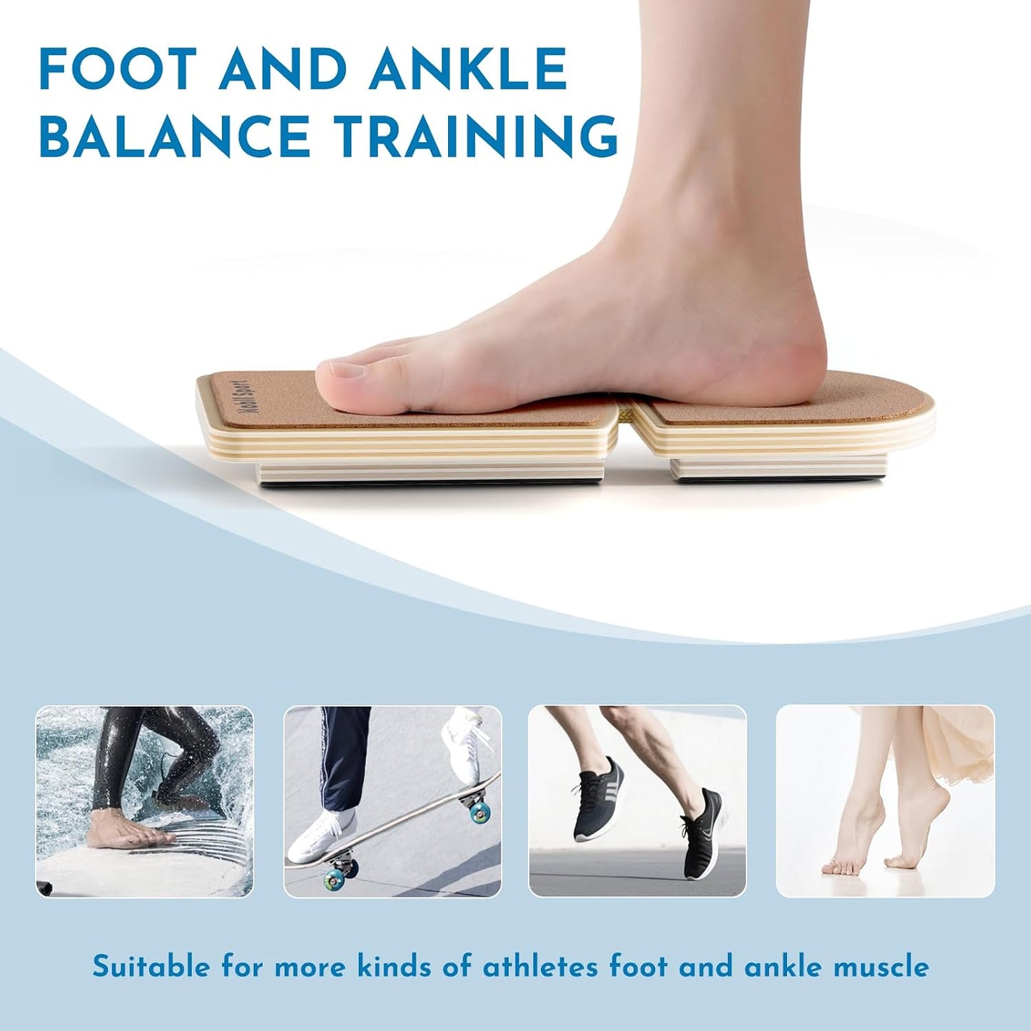 Cork Ankle Balance Board & Foot Strengthener | Extra Wide Single Leg Slant Board, Plantar Fasciitis Relief, Achilles Support, 3-Way Axis, 16-Exercise Guide