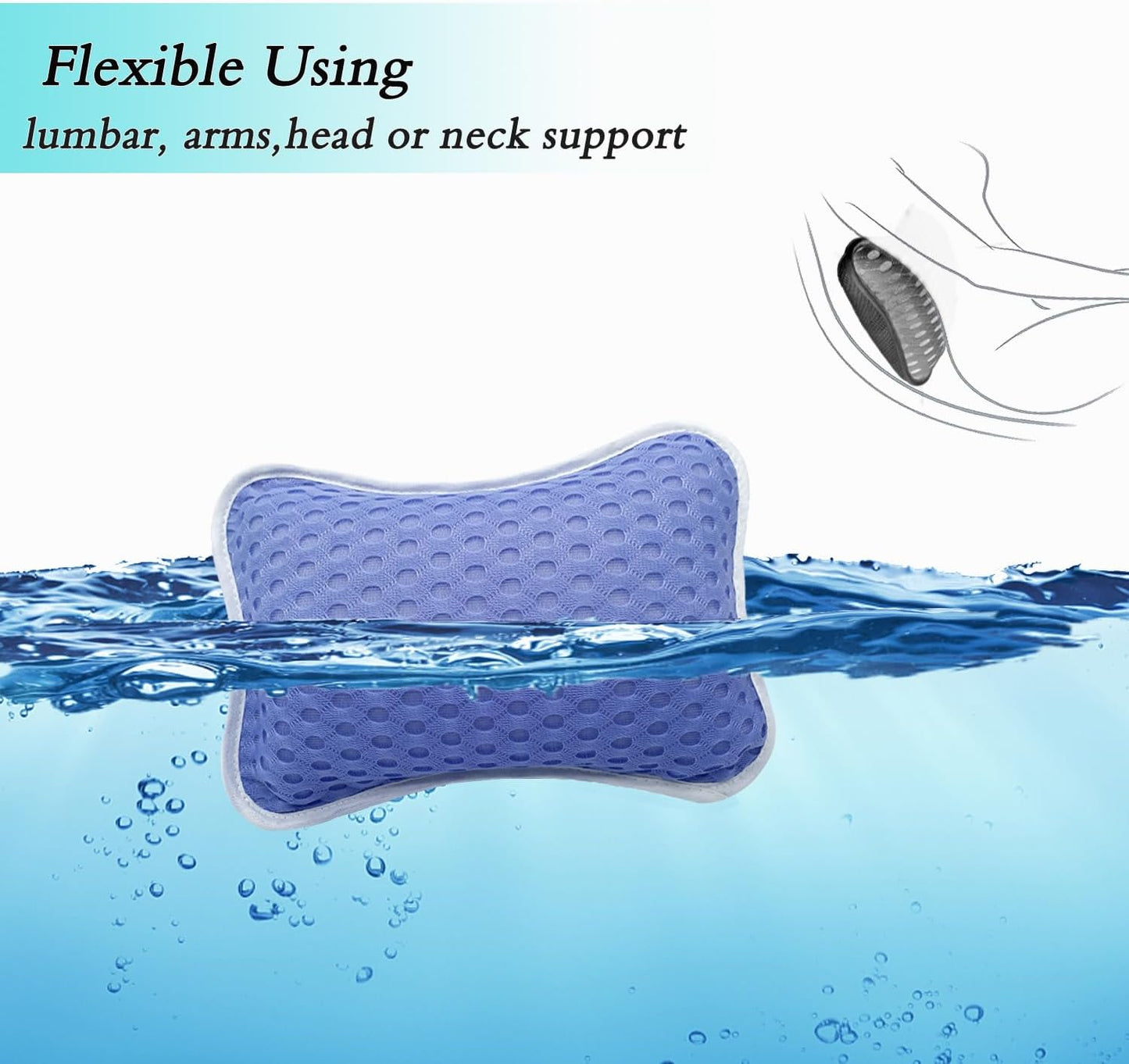 Bath Pillows for tub,Home Spa Pillows for Bathtub, Hot Tub,Head and Neck Support with 2 Strong Suction Cups,White