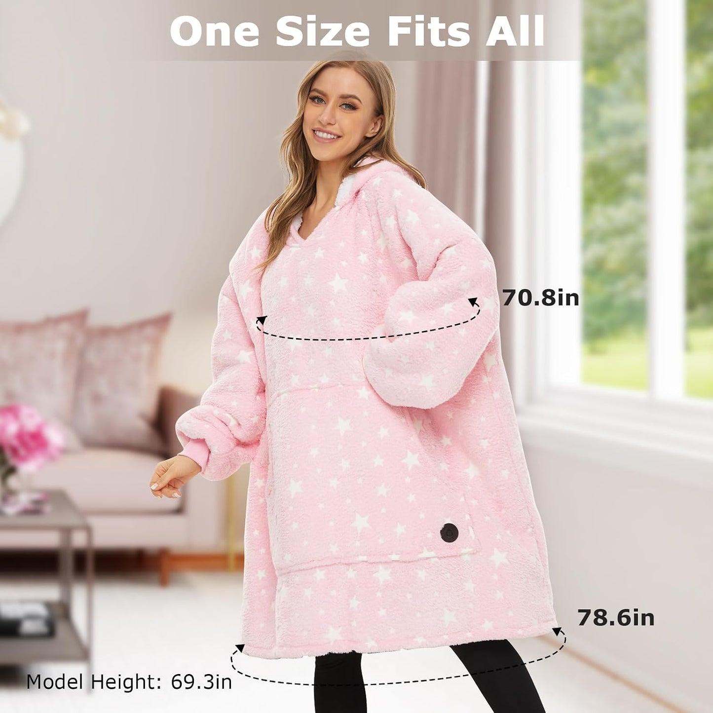 THREE POODLE Wearable Blanket Hoodie for Women, Oversized Sherpa Sweatshirt Blanket for Adults Men, Cozy Hooded Blankets, Gifts for Teen Girls Women Mom Sister