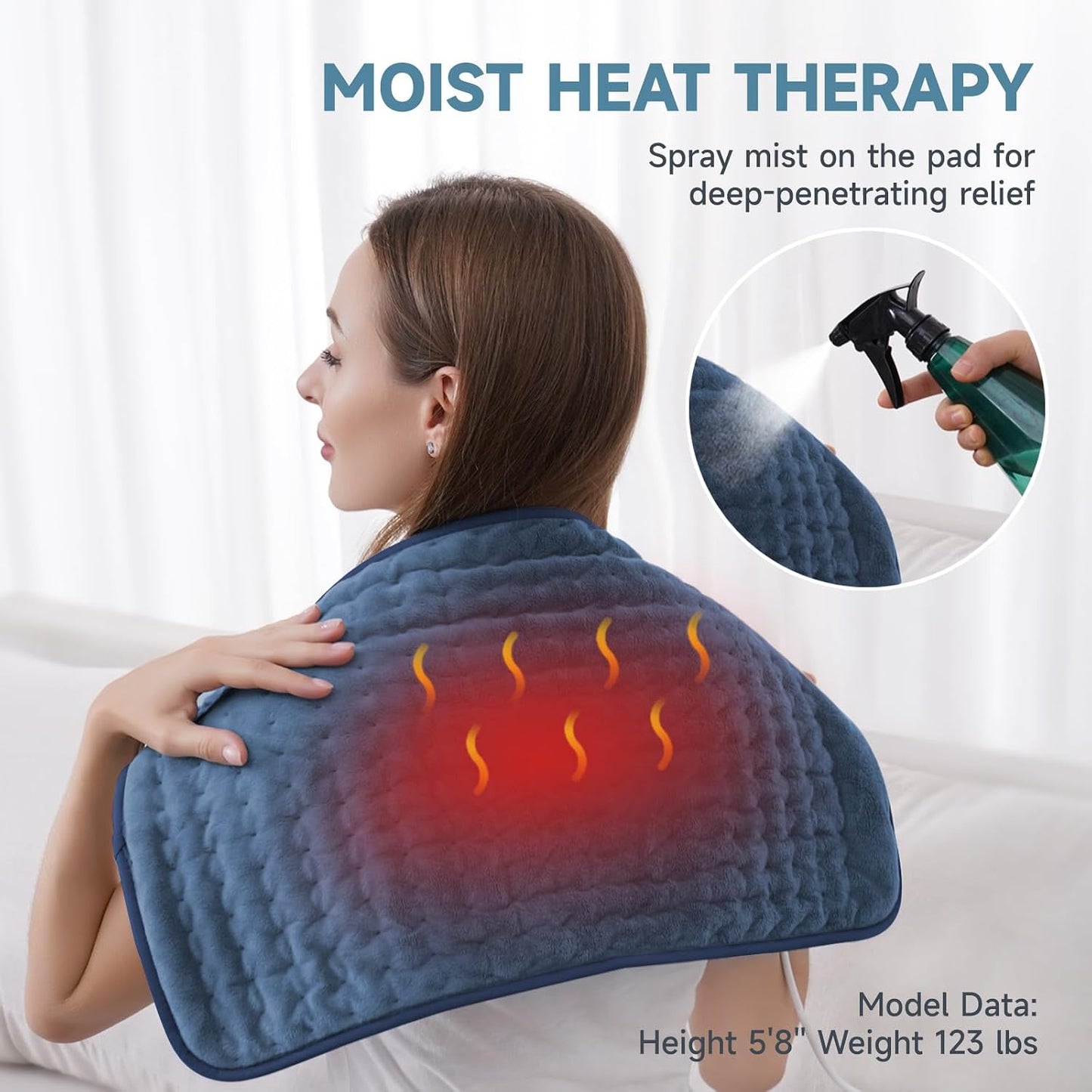 Heating Pad for Back, Neck, and Shoulder Pain Relief, Electric Heat Pad with 6 Heat Levels, Moist Heat Option, Auto Shut-Off, Birthday Christmas Gifts for Women Men Mom Dad Grandma, Gifts for her