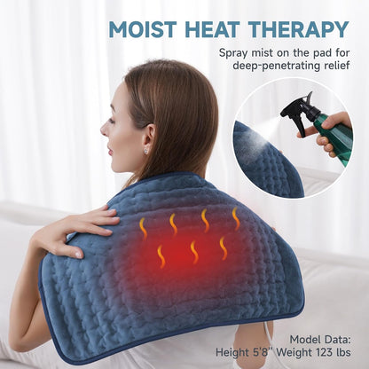 Heating Pad for Back, Neck, and Shoulder Pain Relief, Electric Heat Pad with 6 Heat Levels, Moist Heat Option, Auto Shut-Off, Birthday Christmas Gifts for Women Men Mom Dad Grandma, Gifts for her