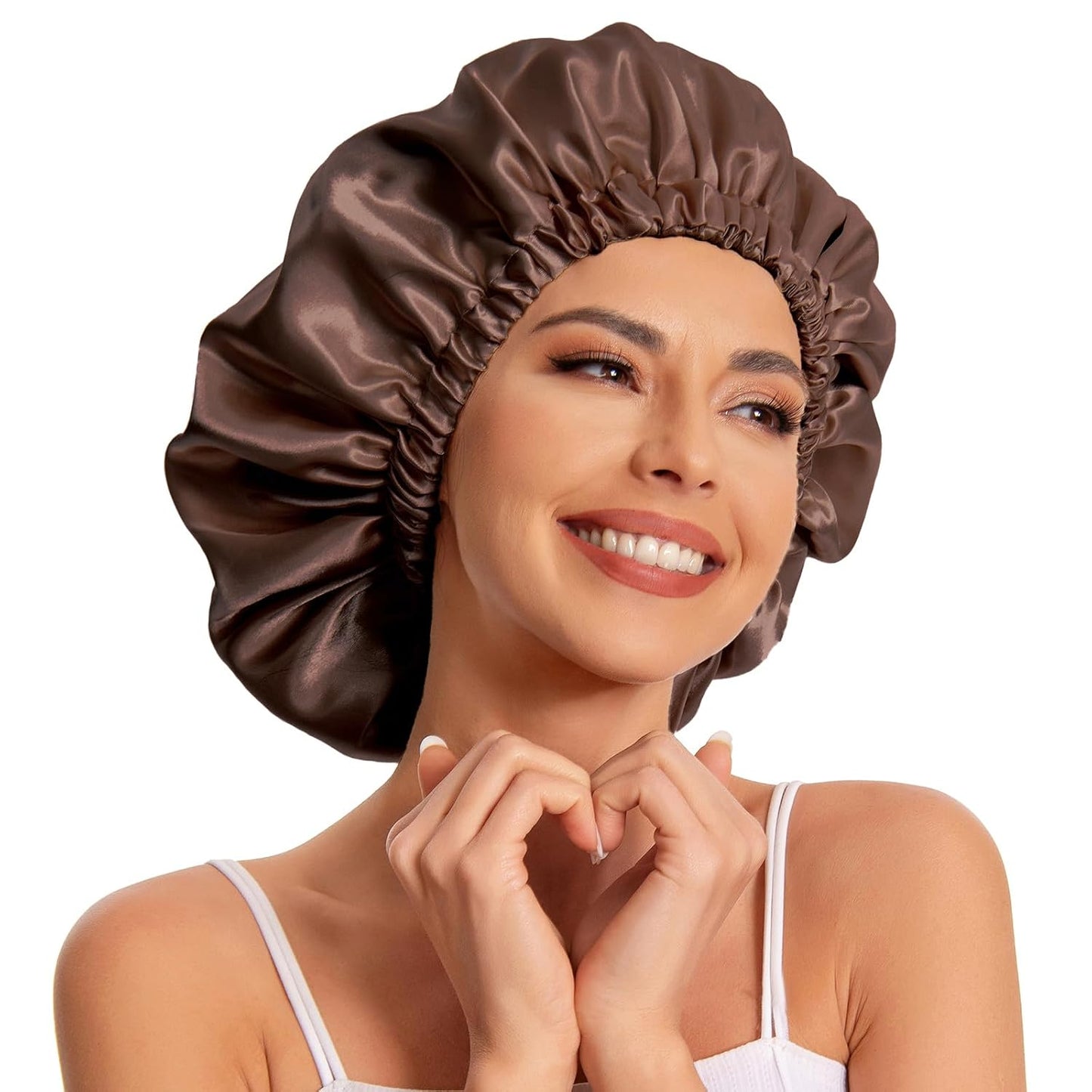 Satin Bonnet Silk Bonnet Hair Bonnet for Sleeping-Slouchy Beanie Hat Satin Sleep Cap for Women's Natural & Curly Hair(Blue Zircon)