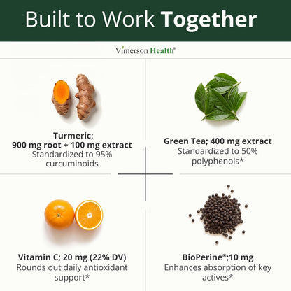 Turmeric Curcumin Supplement with Green Tea Extract & Bioperine 60 Capsules