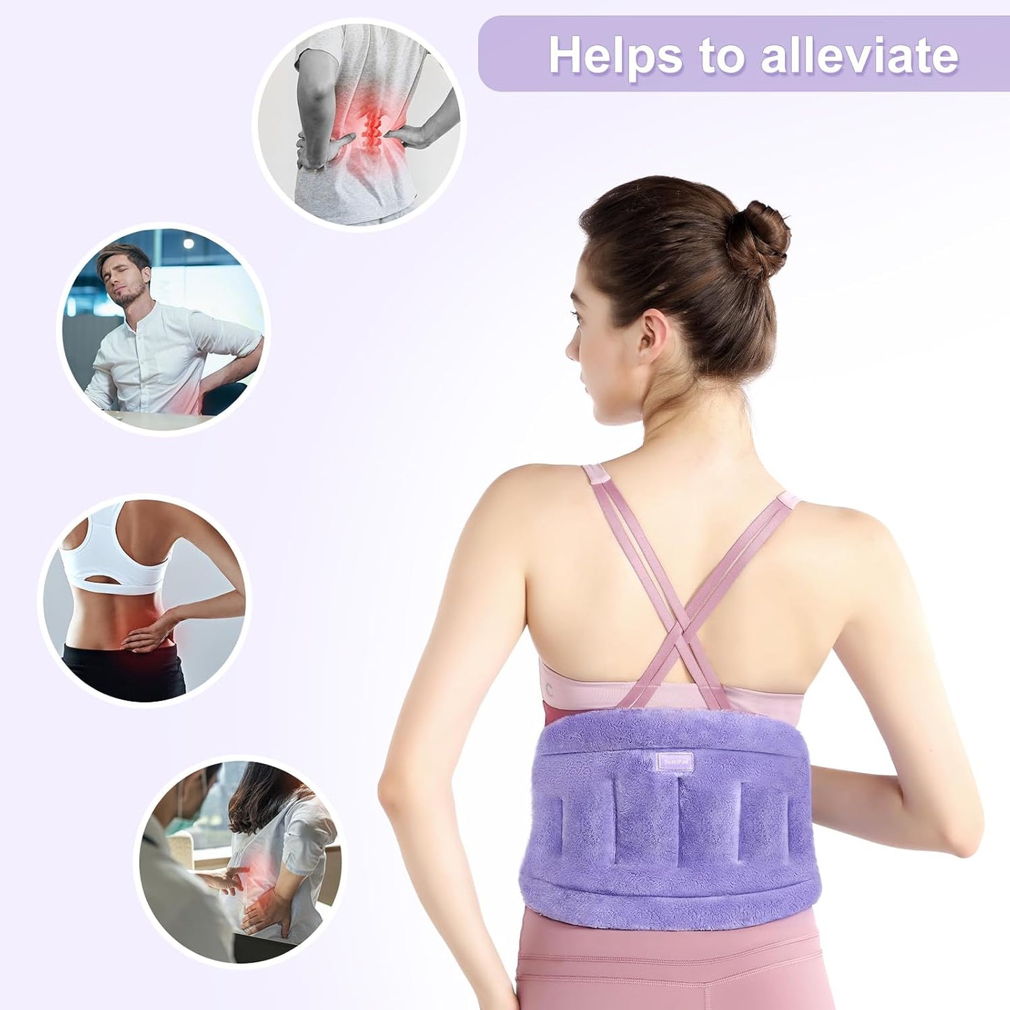 SuzziPad Microwave Heating Pad for Back and Lumbar Discomfort, Microwavable Heating Pads with Moist Heat, Hands-Free Heat Wraps for Back, Stomach and Neck, Warm Compress for Daily Relaxation