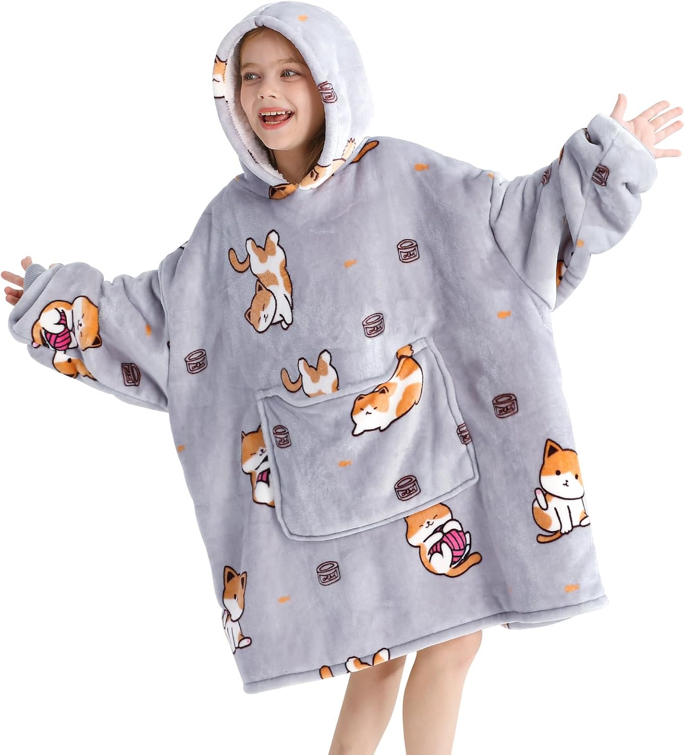 Aemilas Wearable Blanket Hoodie - Warm Sherpa Blanket Sweatshirt as Gifts for Adult Women Mom Men, One Size Fits All