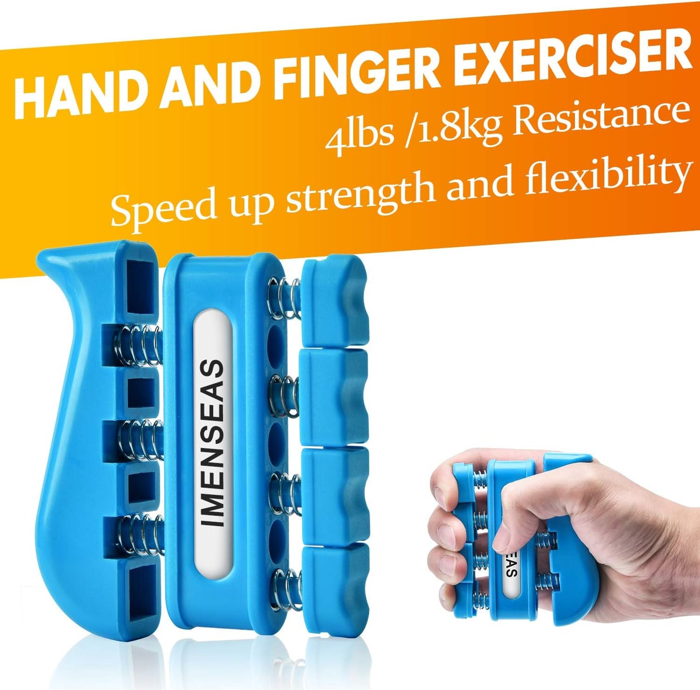 Grip Strength Trainer 7 Pack Adjustable Hand Gripper, Finger Stretcher Resistance Extensor Bands, Finger Exerciser, Grip Strength Ring & Stress Ball, Hand Grip Strengthener