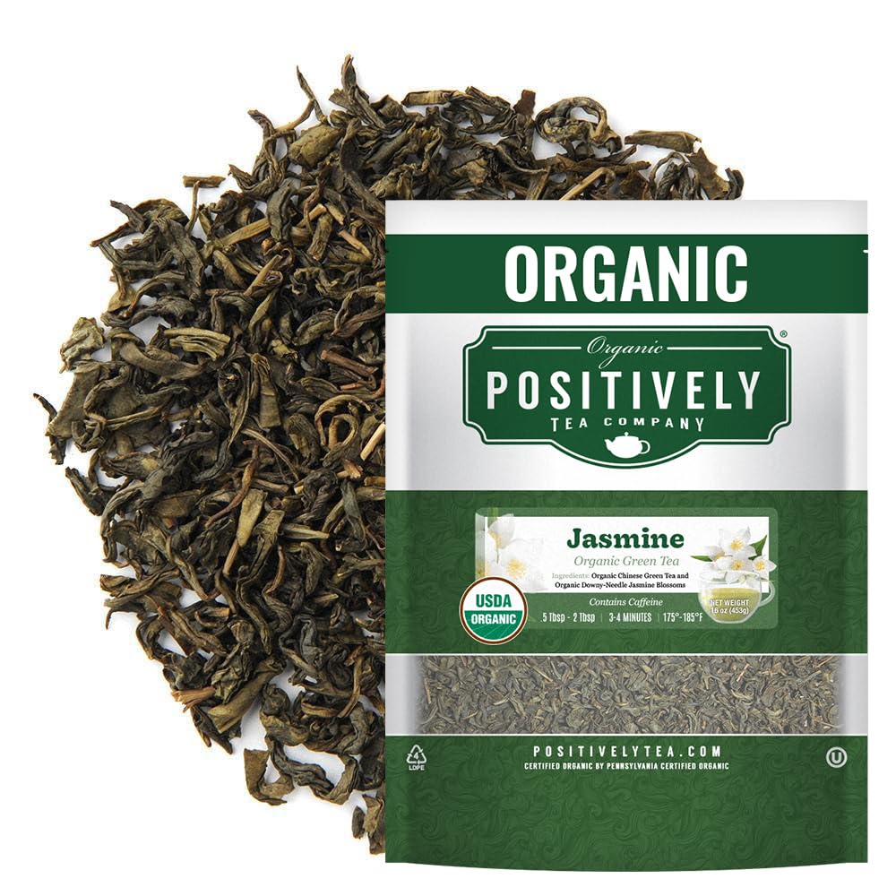Positively Tea, Organic Jasmine Green Tea, Loose Leaf, 16 Ounce