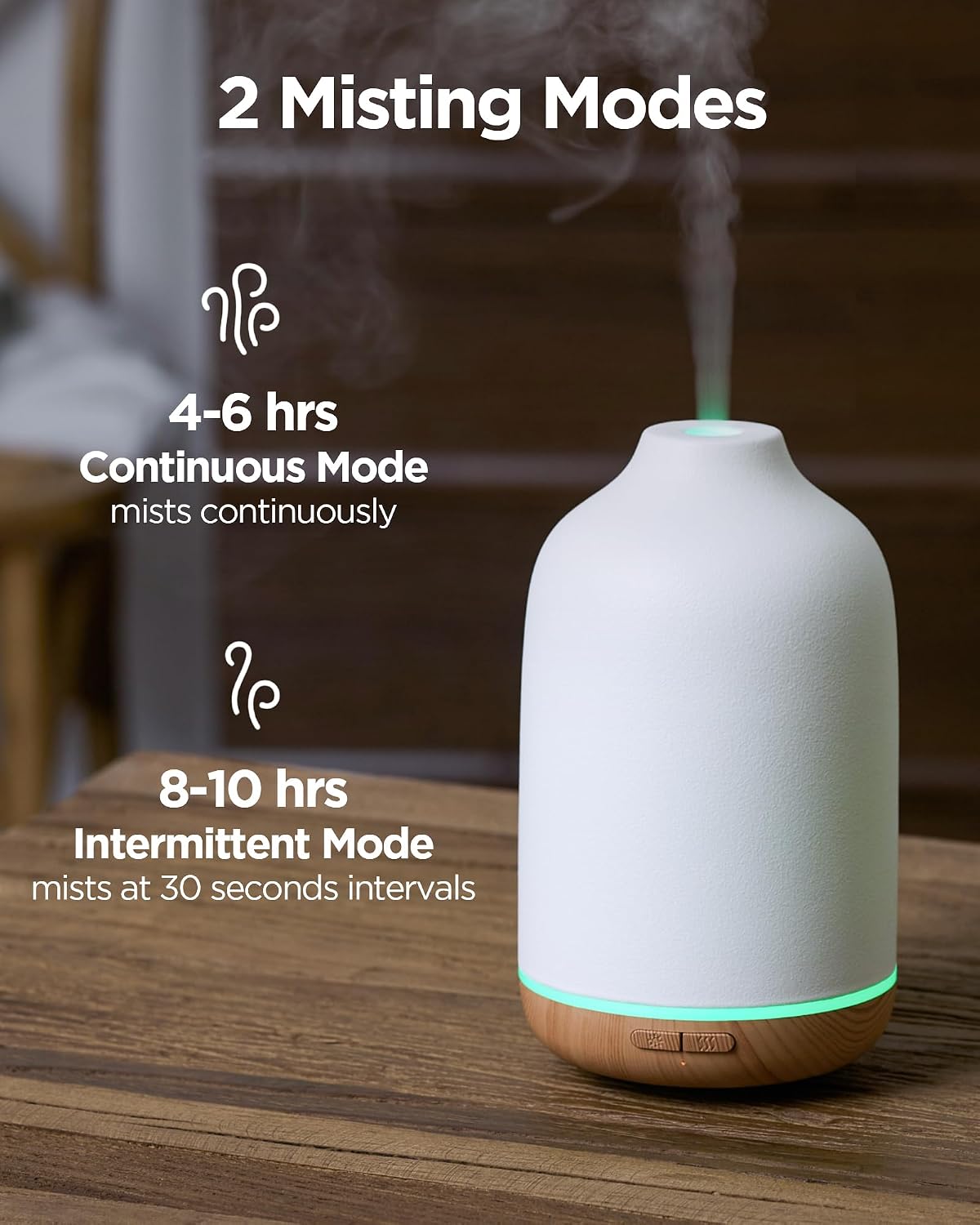 InnoGear Aromatherapy Diffuser, 150ml Ceramic Diffuser Mother's Gift Ultrasonic Humidifier Cool Mist Essential Oil Diffusers for Home Air Diffuser with 2 Mist Modes Waterless Auto Off, White