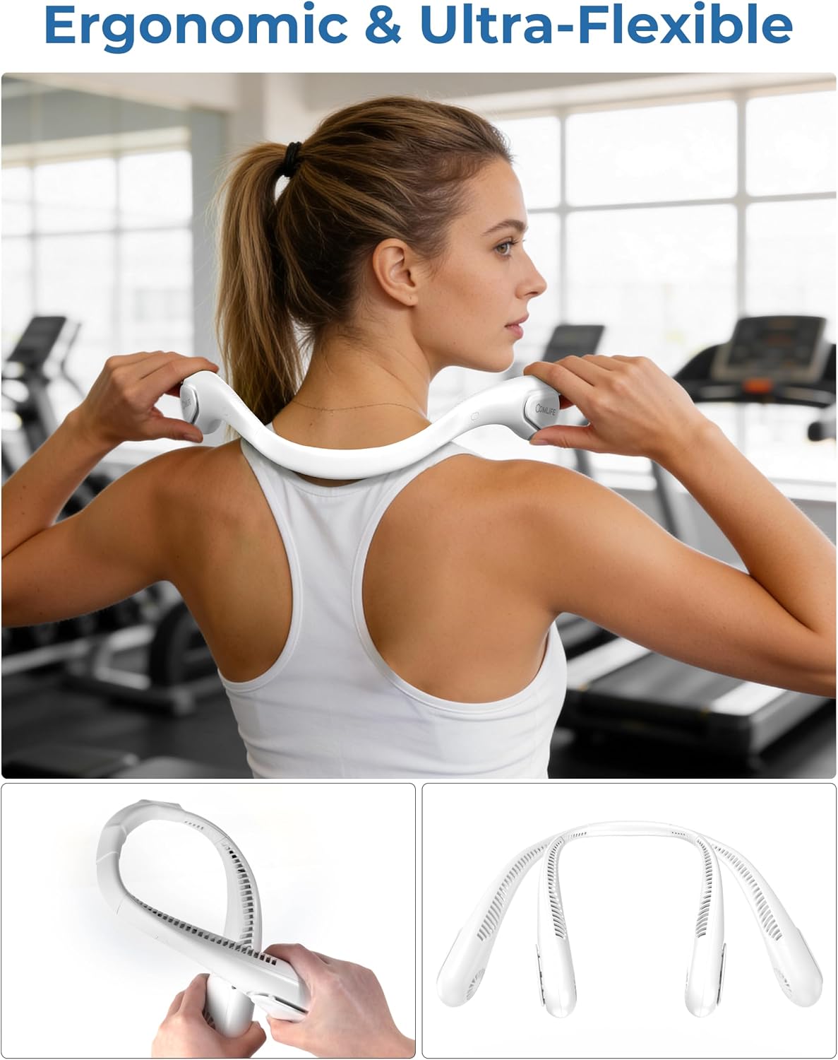 Portable Bladeless Neck Fan, Birthday Gift for Men Women Friends Family, Christmas Gift for Dad Mom Teacher Coworker, Wearable Cooling Fan Rechargeable for Camping Travel Beach Golf Cruise Essentials