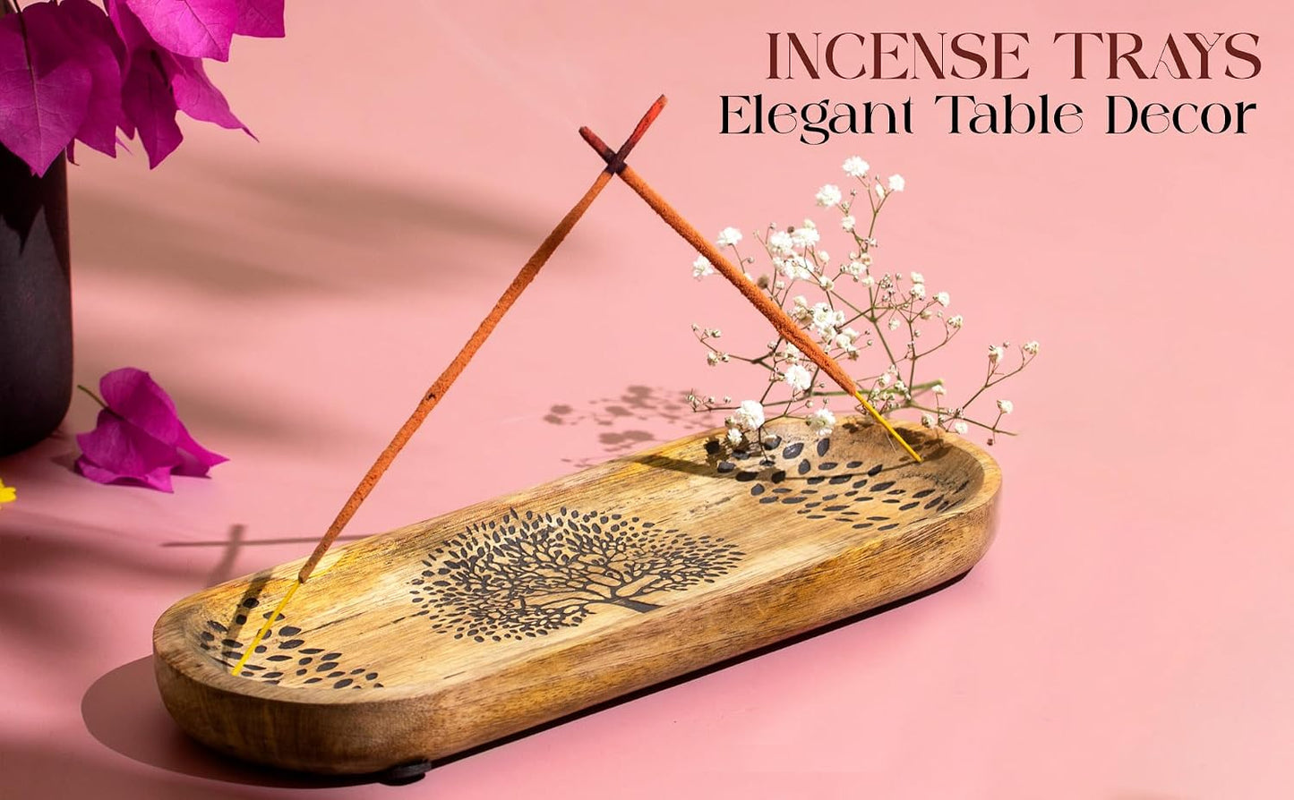 Incense Holder-Incense Burner/Ash Catcher-Handmade Wooden Insence Tray Home Decor 11x4x1.2 Inches