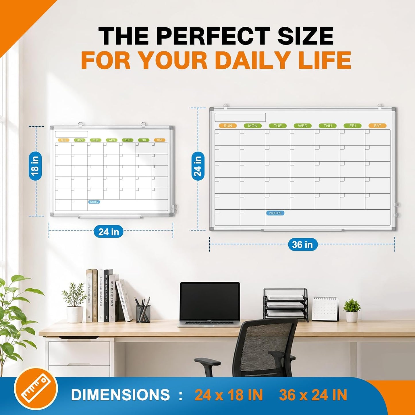 24" x 18" Magnetic Monthly Dry Erase Whiteboard Calendar for Wall