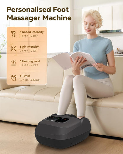 EaseZen Foot Massager Machine with Heat, Shiatsu Foot Massager with Remote, 2026 Upgraded Deep Kneading, for Plantar Fasciitis, Neuropathy, Birthday Gifts for Women Mom Men Dad, Up to Foot Size 14