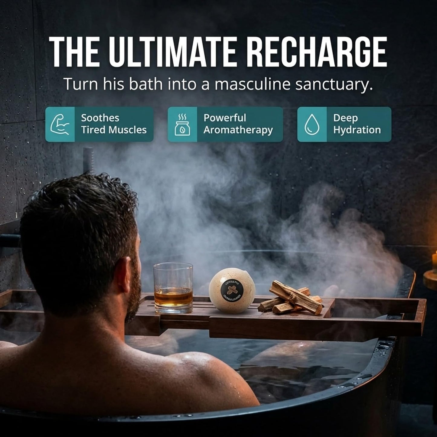Bath Bombs for Men - Gift Set of 18 Square Shaped Handmade Natural Bath Bombs of 2.5 oz w/Essential Oils, Unique Manly Scents, for Boyfriend, Husband, Father - 18 Pack Square